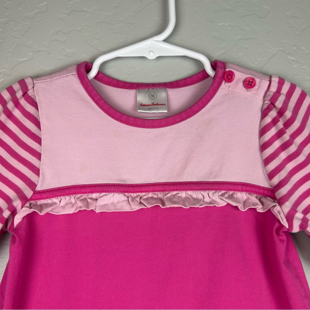 Hanna Andersson long sleeve pink dress with owl appliqué size 90 US 3 - Picture 3 of 16